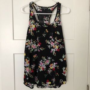 Express Black w/ Floral Racerback Tank Size Small